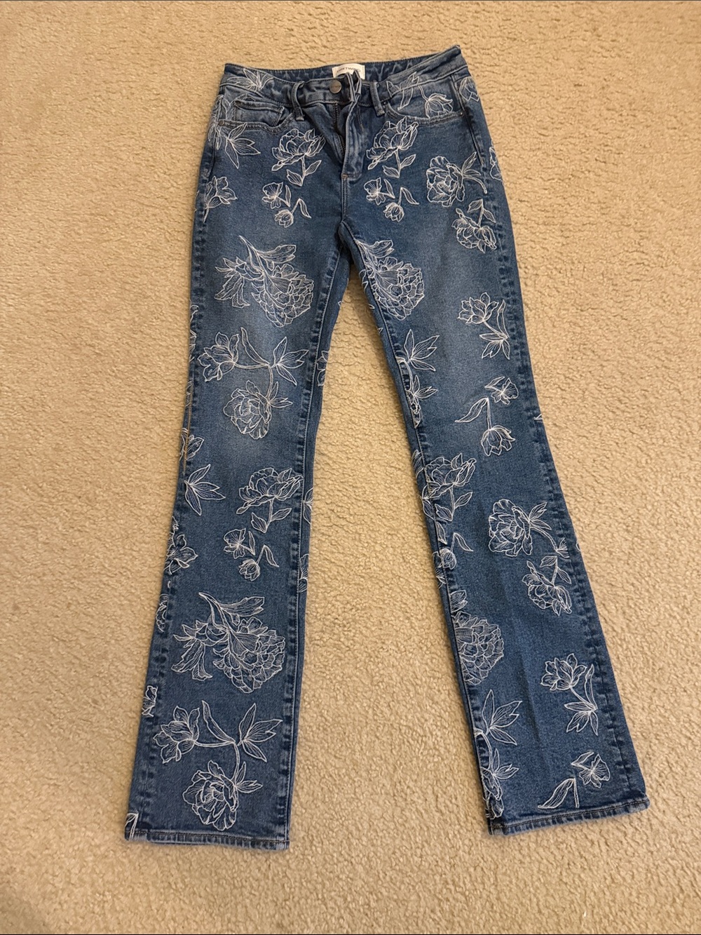DRIFTWOOD Blue Floral-Print Flare Jeans